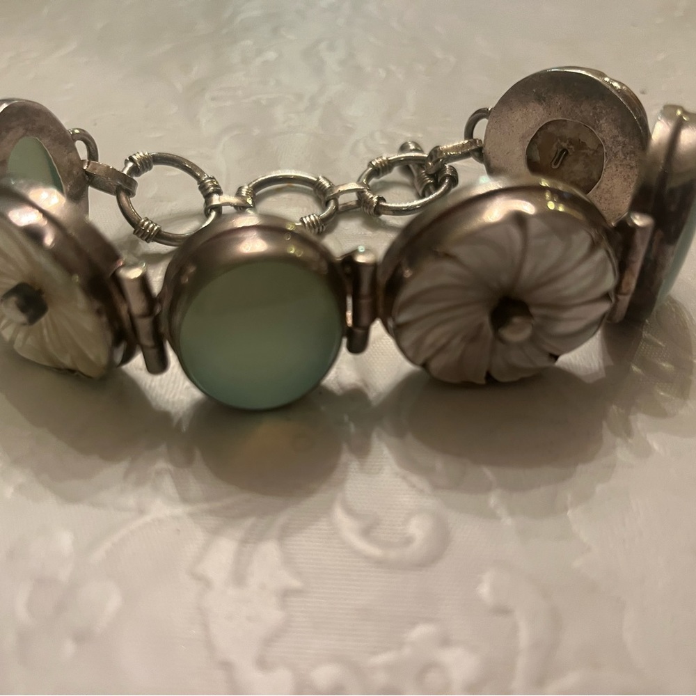 Sterling silver Chalcedony and mother of pearl bracelet